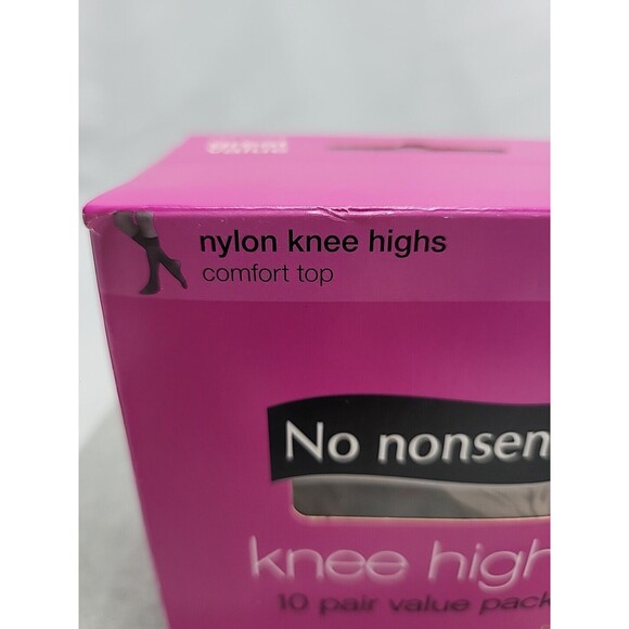 NO NONSENSE 10 Pair Knee Highs Comfort Top Pantyhose One Size Nude Sheer Toe NEW - Picture 4 of 10